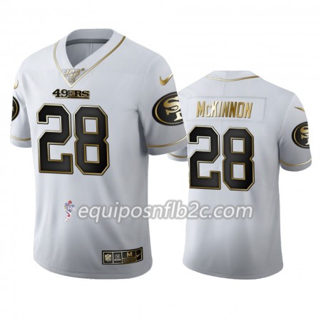 Camiseta Hombre NFL San Francisco 49ers Jerick Mckinnon 28 Nike Blanco Golden Edition